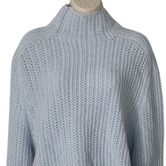 NWT Madewell Pointelle Stitch Mockneck Sweater Heather Pale Dawn Light Blue S - Picture 9 of 10